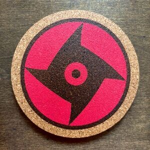 Naruto Shisui Mangekyou Sharingan Laser Engraved Painted Cork Coaster